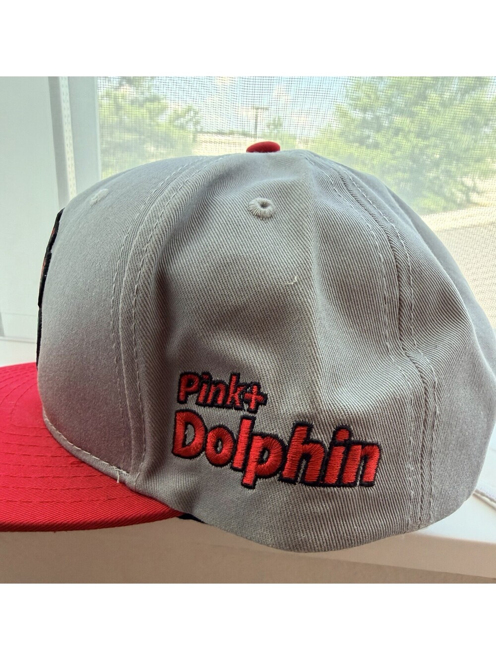 Pink Dolphin Diver Helmet Snapback Hat Gray Red Flat Bill Adjustable Cap - Picture 3 of 6